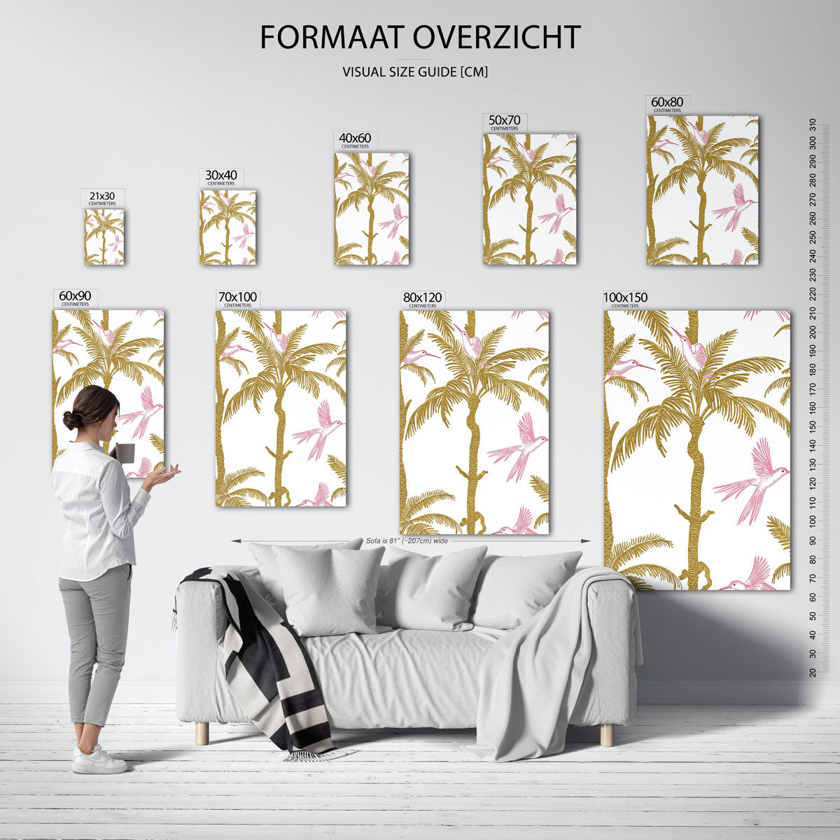 Vogels en palmbomen – staande muurposter met jungle thema