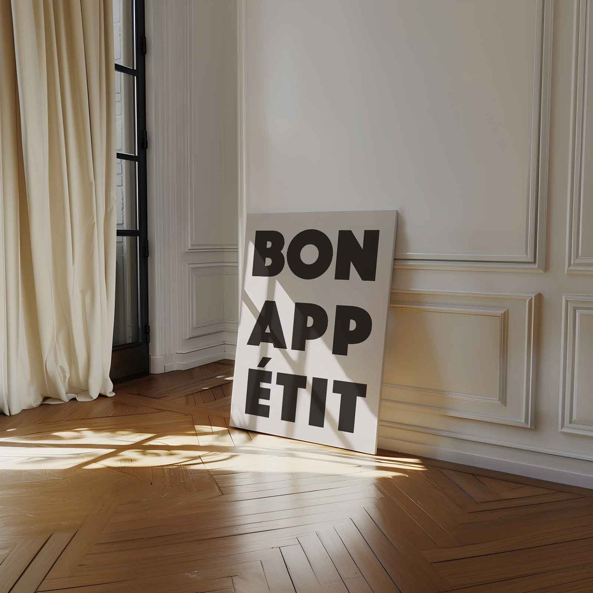 Bon Appétit Typografie Poster – staand kunstwerk voor modern interieur