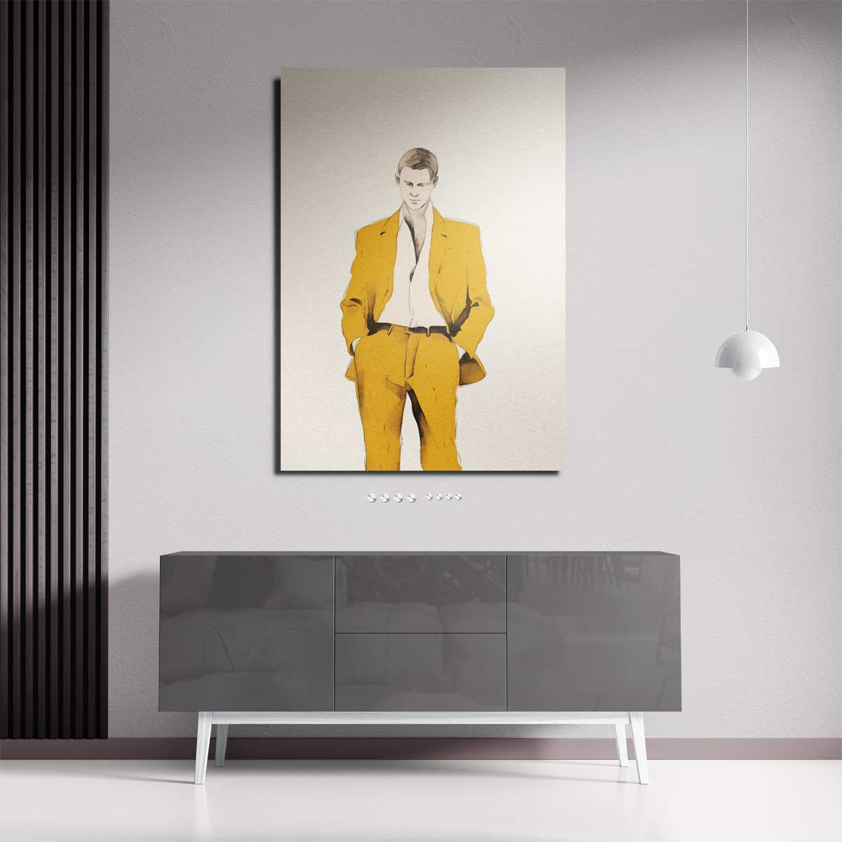 Elegante Stijl in Geel – staande wandkunst voor woonkamer of interieur