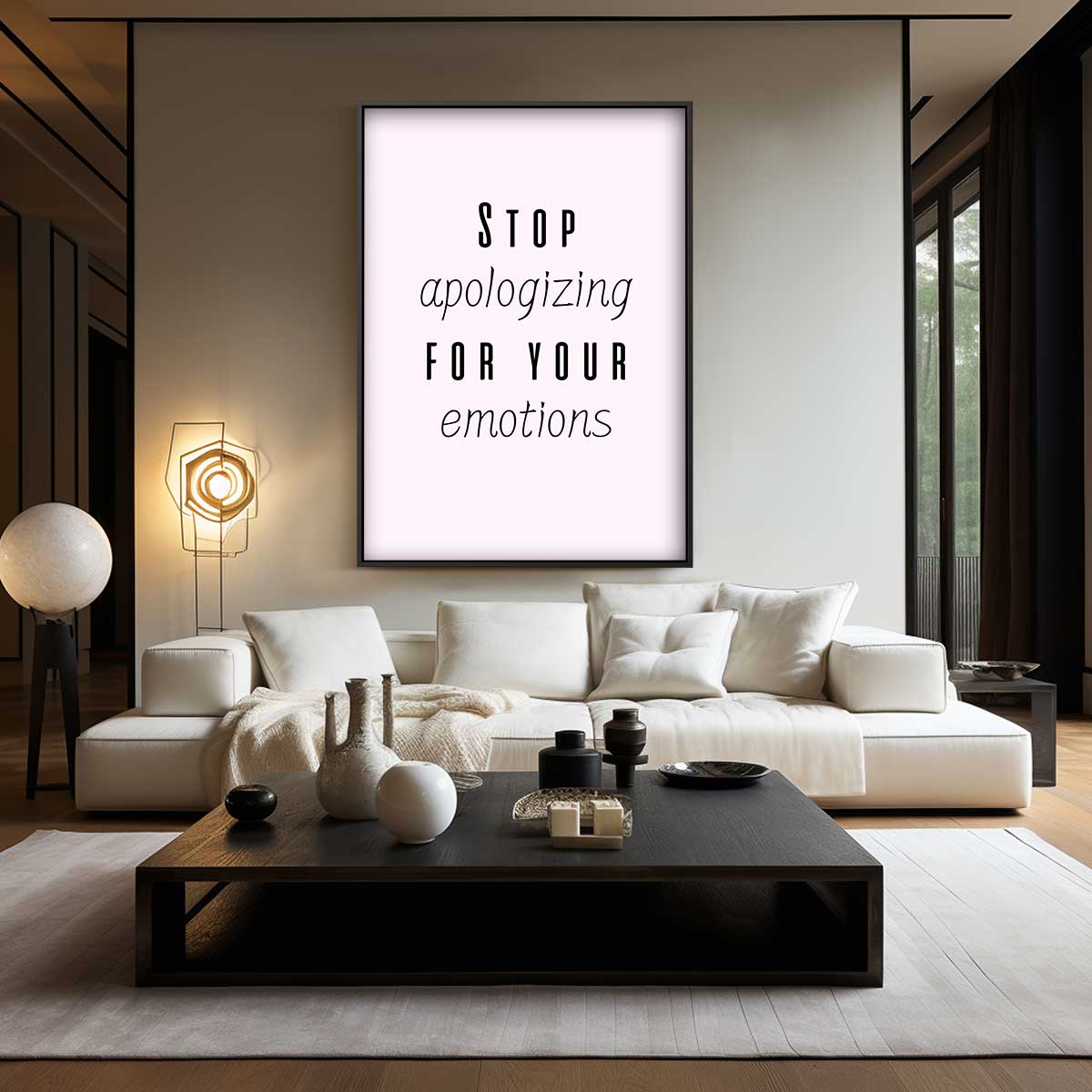 Inspirerende Emotie Quote Poster – staand kunstwerk voor modern interieur