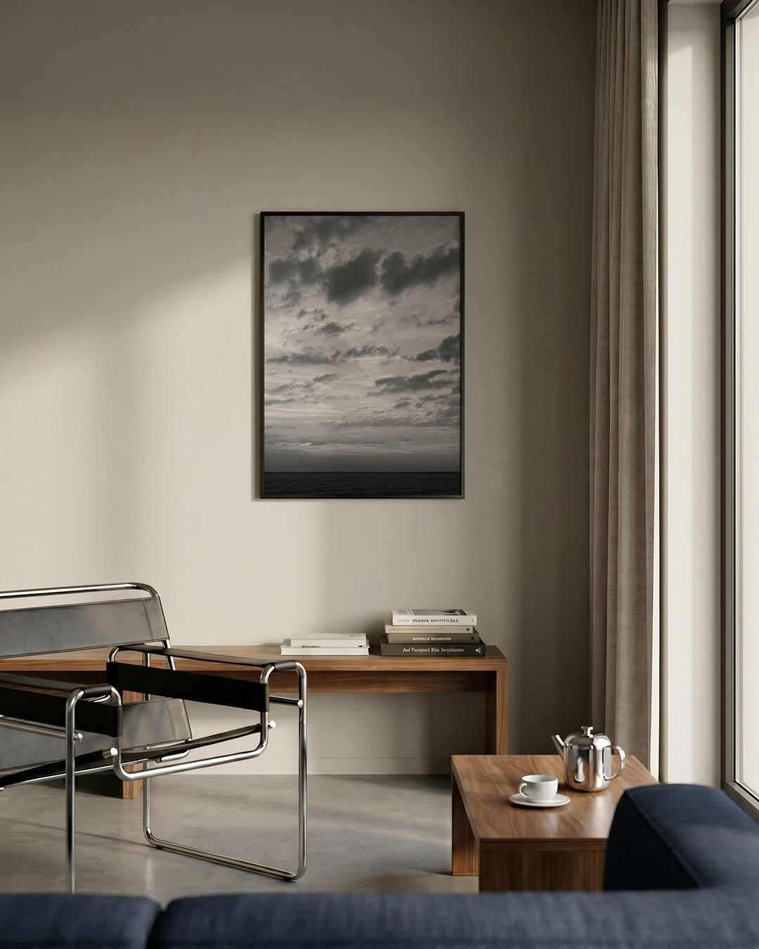 Dramatische lucht poster – detailweergave – deze poster toont een dramatische lucht met donkere wolken die over de horizon
