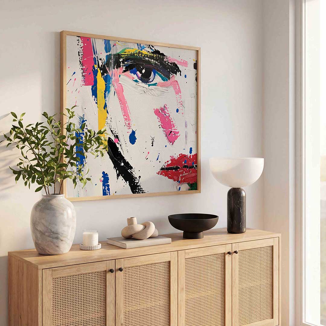 Abstract gezicht – illustratie poster in vierkant formaat