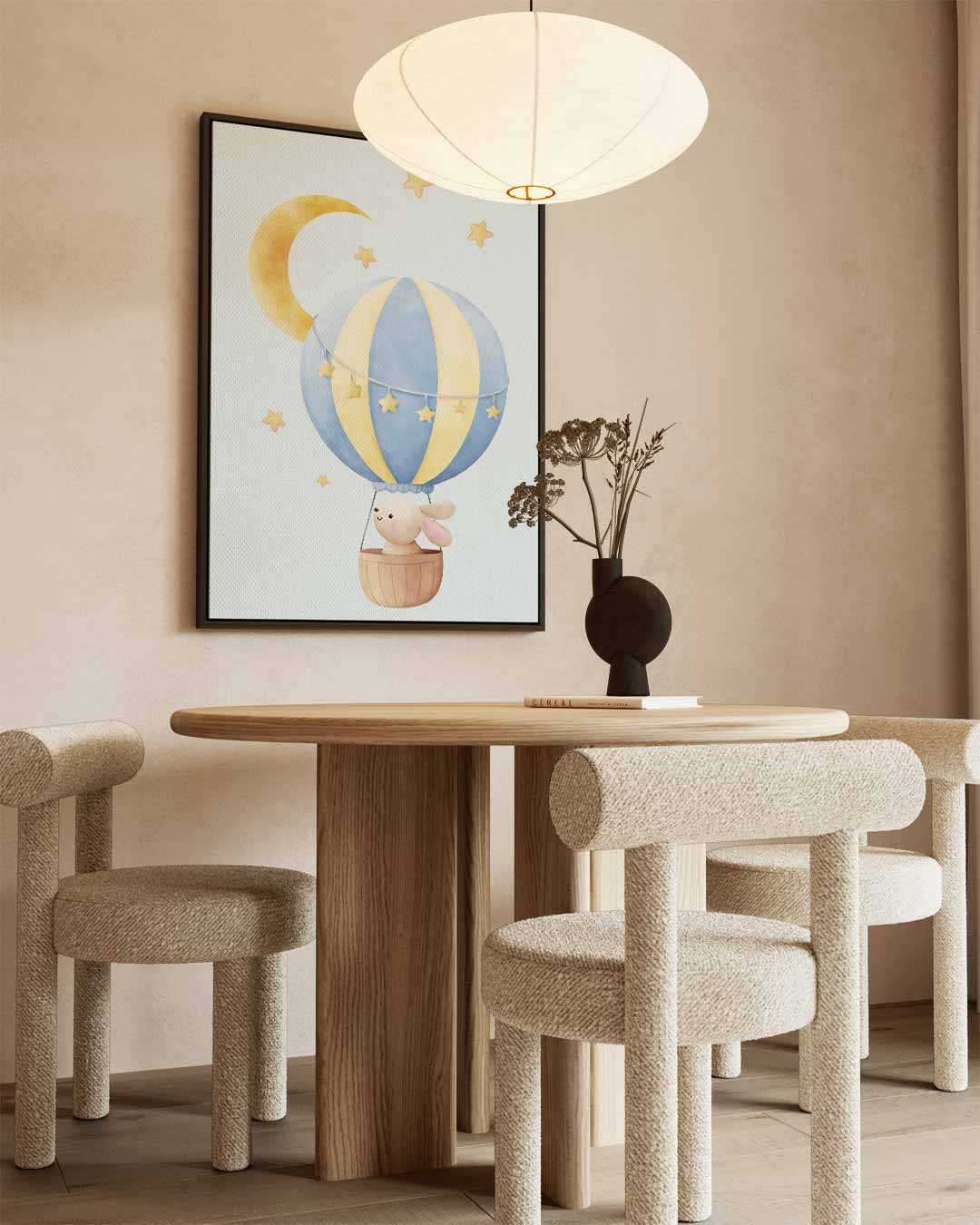Dromerige Luchtballon Avontuur – staand kunstwerk voor modern interieur