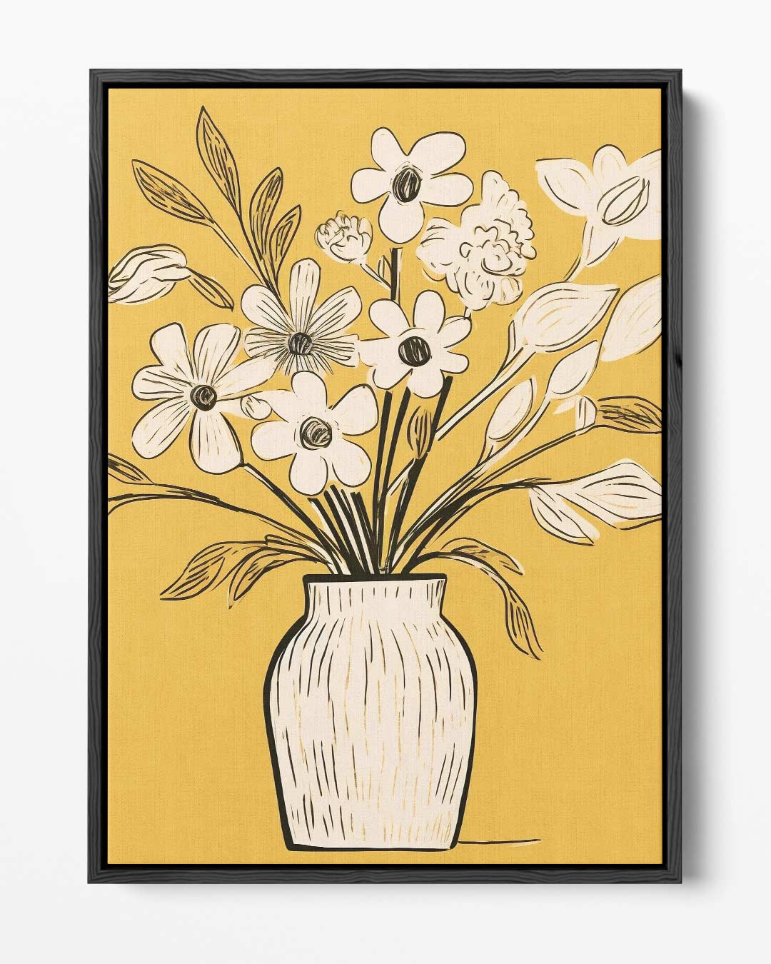 Bloemen in Gele Warmte – portret kunstwerk als wanddecoratie