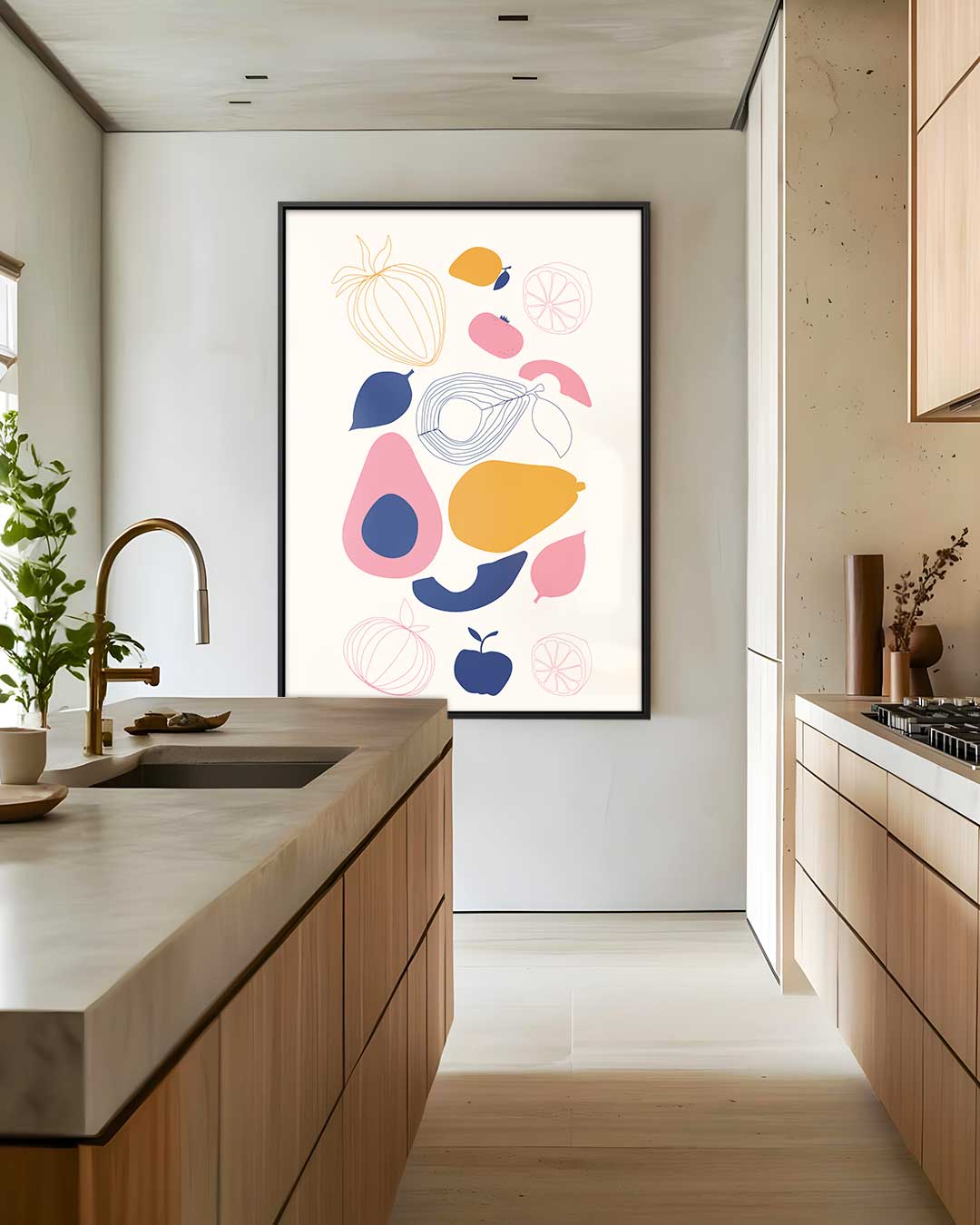 Vrolijke Vruchten Illustratie – staand kunstwerk voor modern interieur