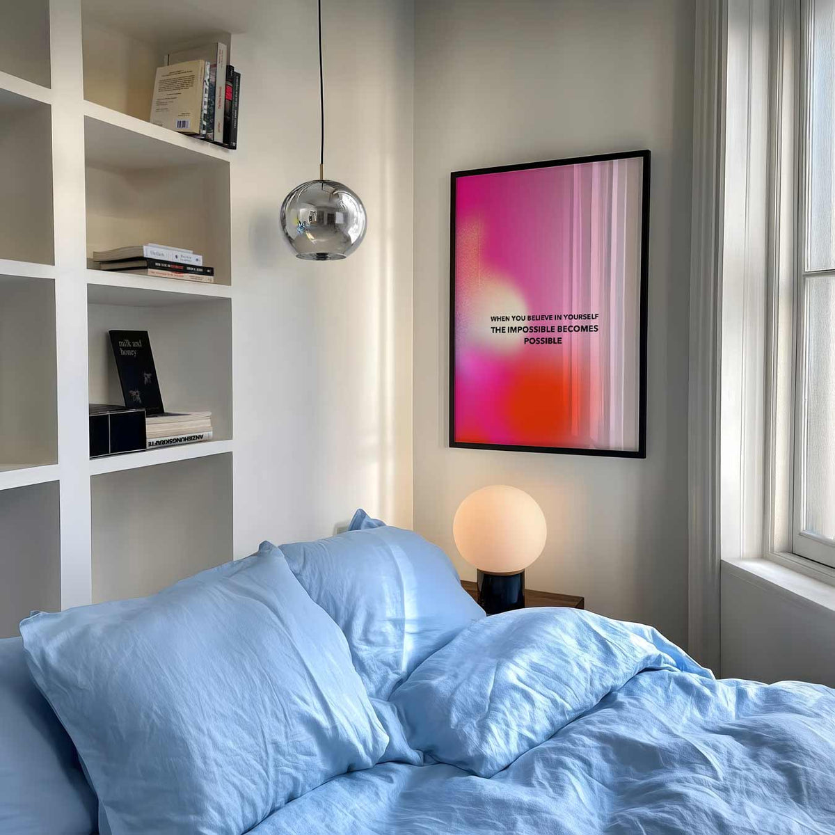 Inspirerende Motivatieposter Roze – mindful poster als rustige wanddecoratie