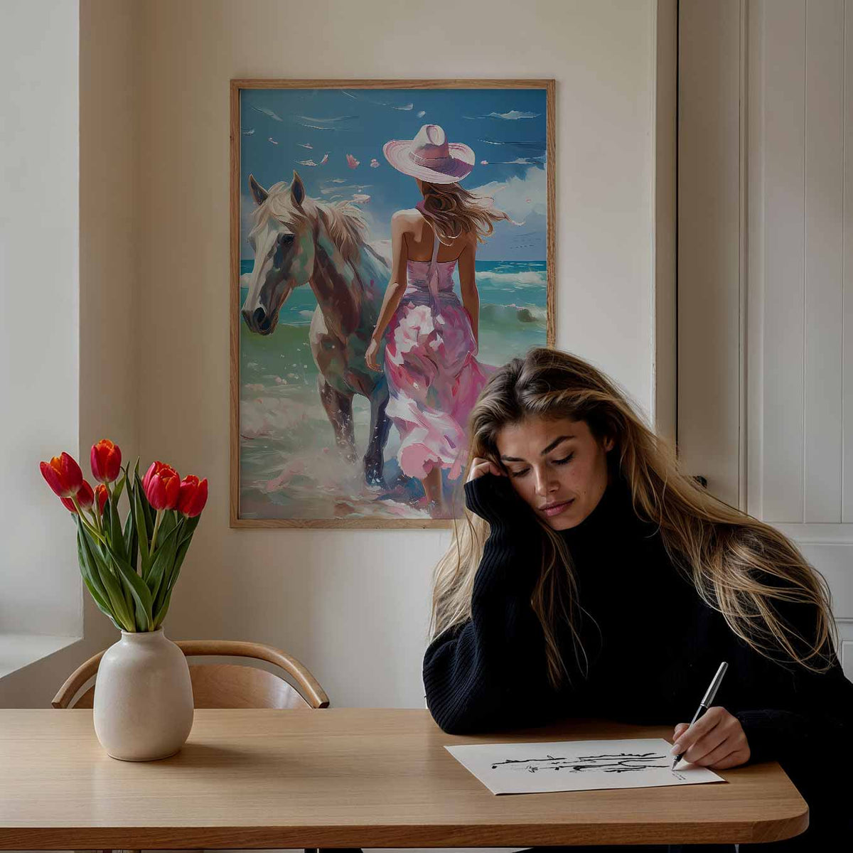 Strandavontuur met Paarden – paasposter in staand formaat