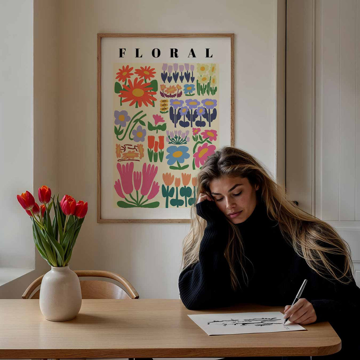 Bloemenpracht – bloemen poster als moderne staande wanddecoratie