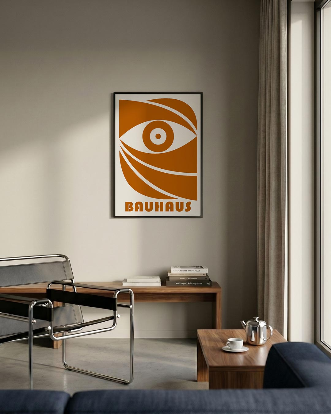 Oogvorm en lijnen – staande Bauhaus poster voor aan de muur