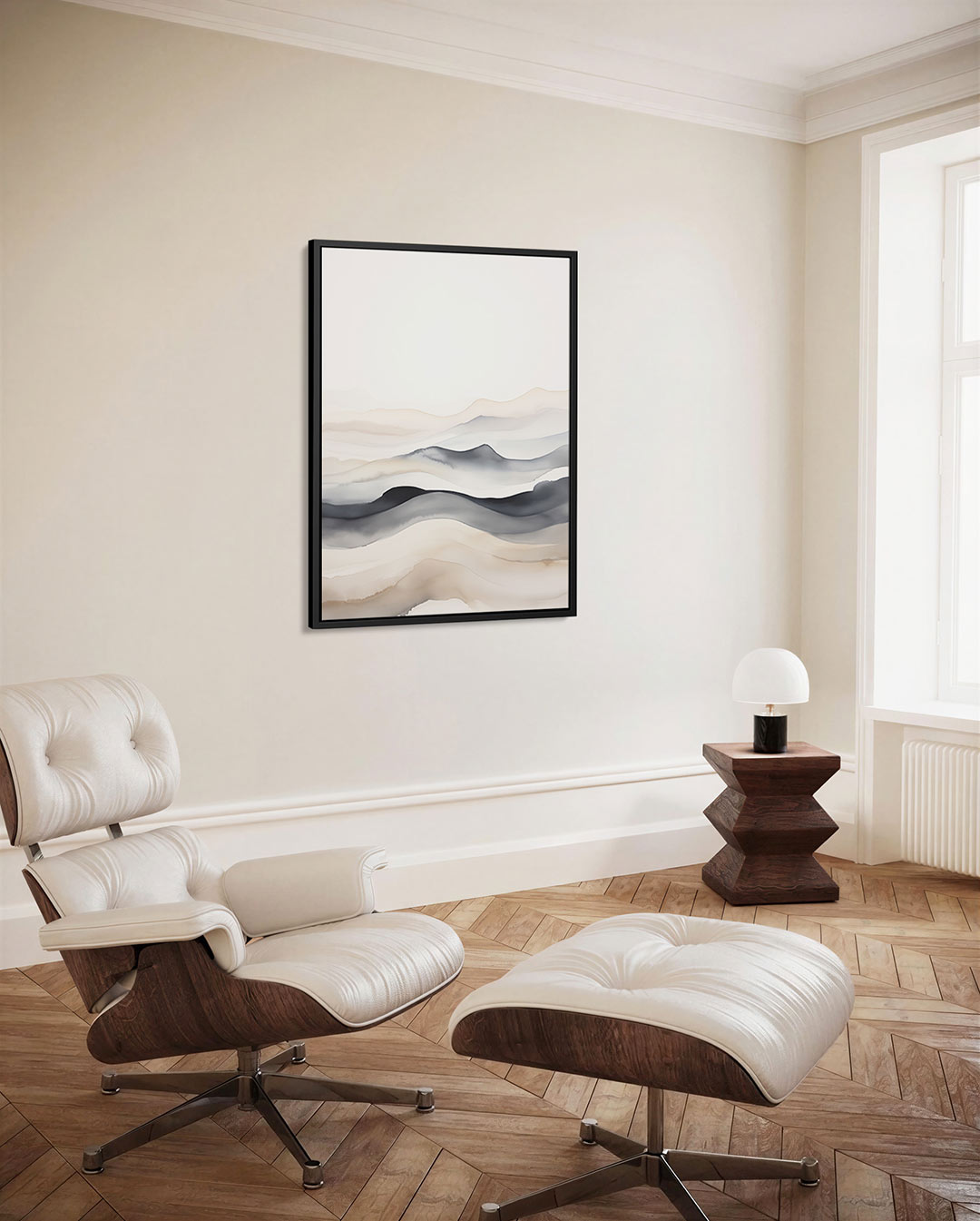 Vloeiende lijnen landschap – staand wanddecoratie kunstwerk