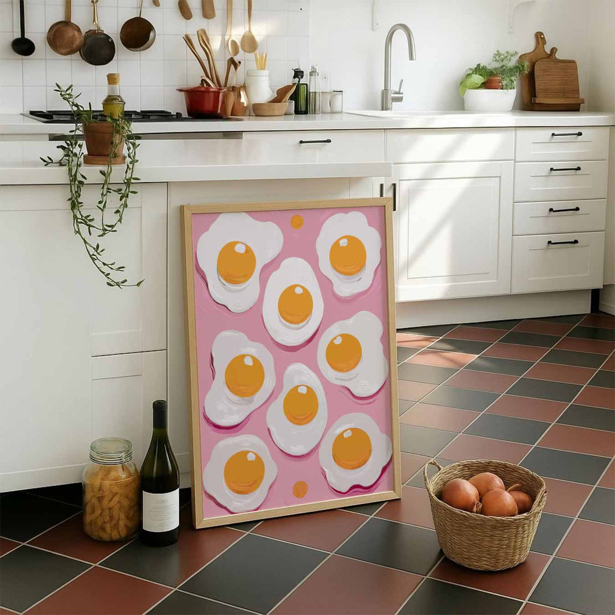 Vrolijke Eieren Wandkunst – staande muurposter voor keuken of eethoek