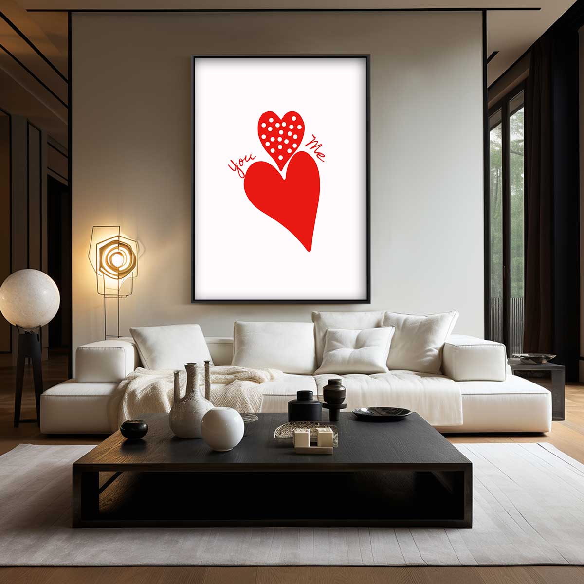 Liefdevolle Hartenontmoeting – modern portret kunstwerk van WallArtistic