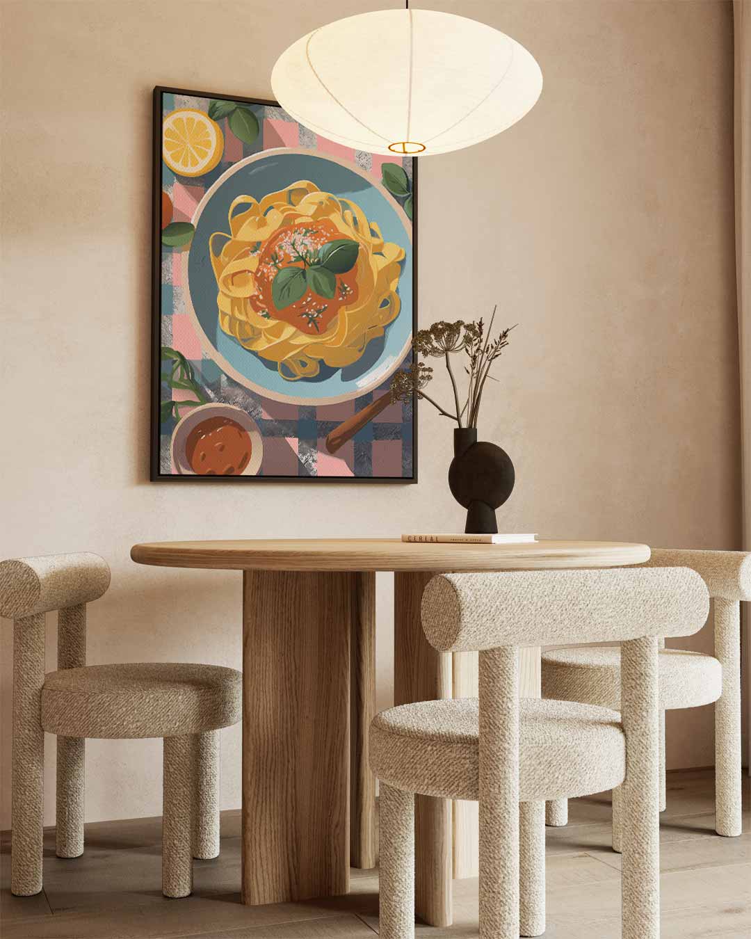 Heerlijke Pasta Illustratie – canvas wanddecoratie in portret formaat