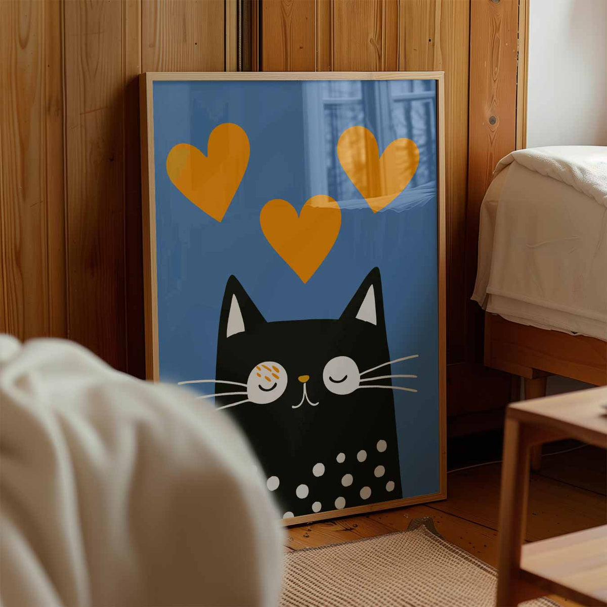 Schattige Kat Met Hartjes – kinderposter in staand formaat