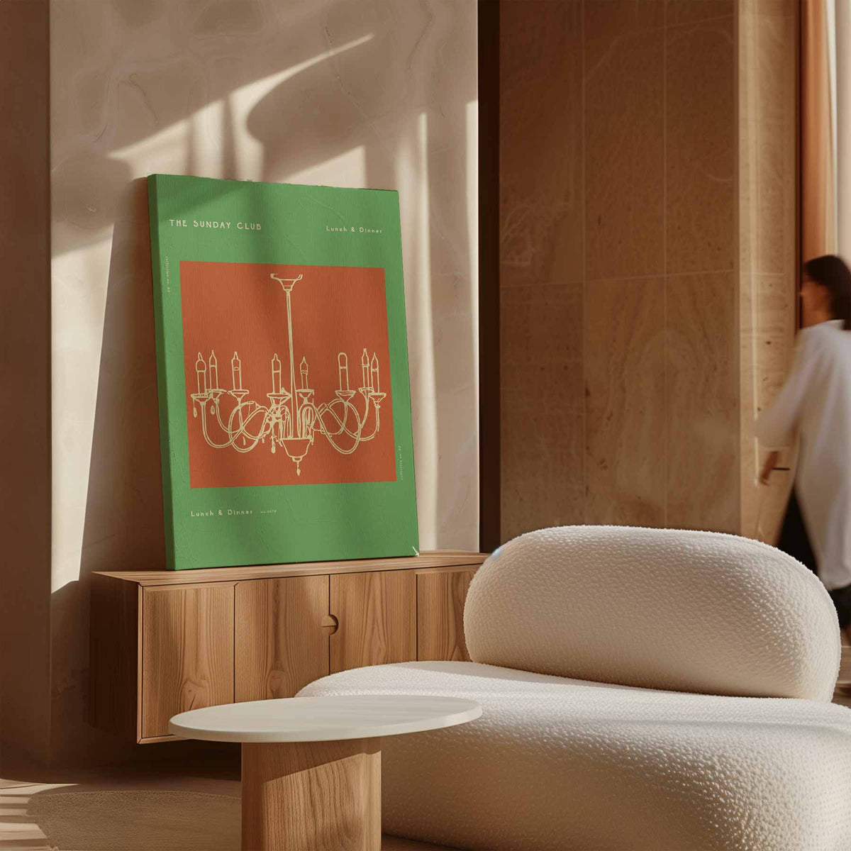 Retro Kroonluchter Illustratie – dibond wanddecoratie in staand formaat