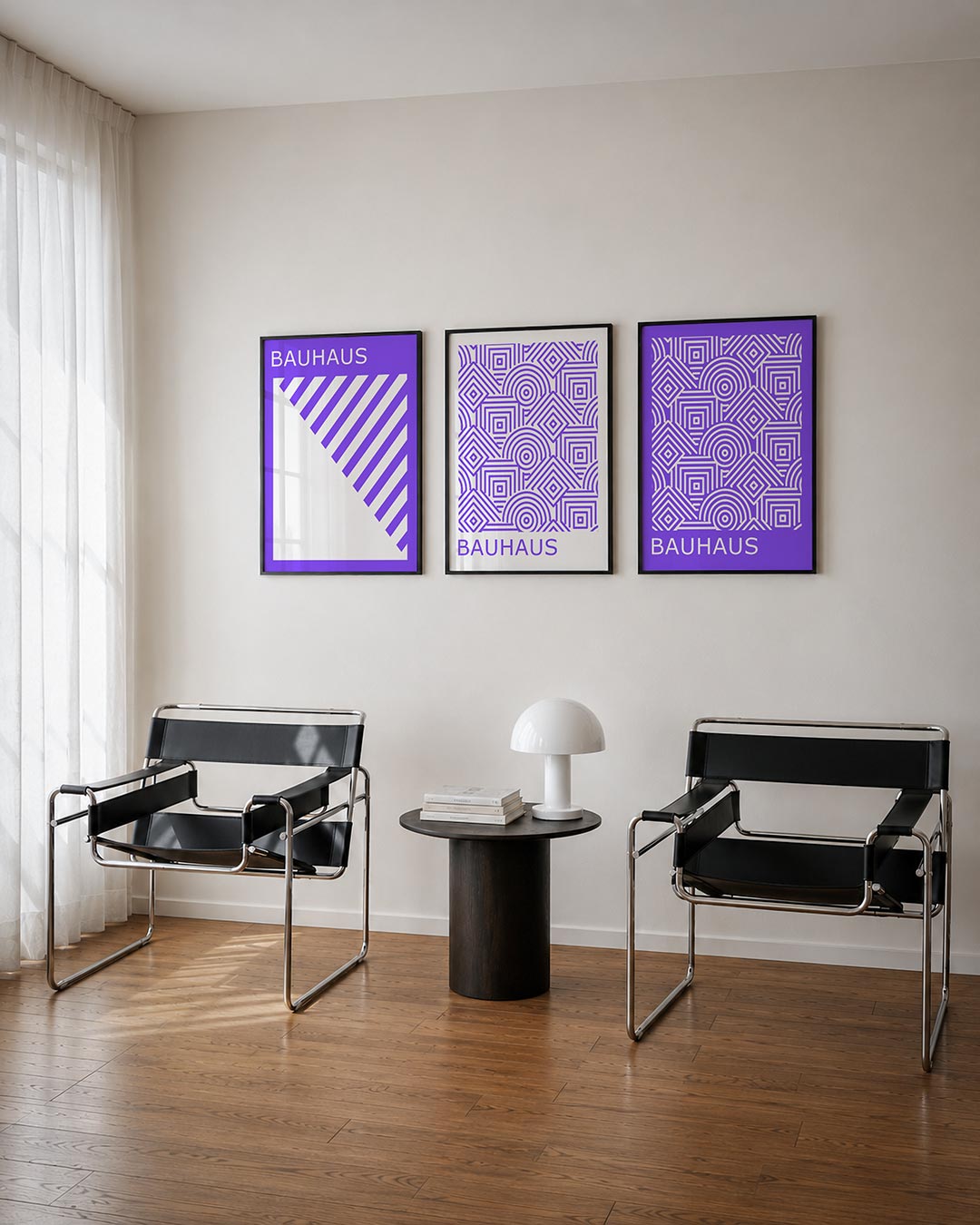 Diagonal lijnen posterset – derde productweergave – deze posterset in drie delen toont een speelse