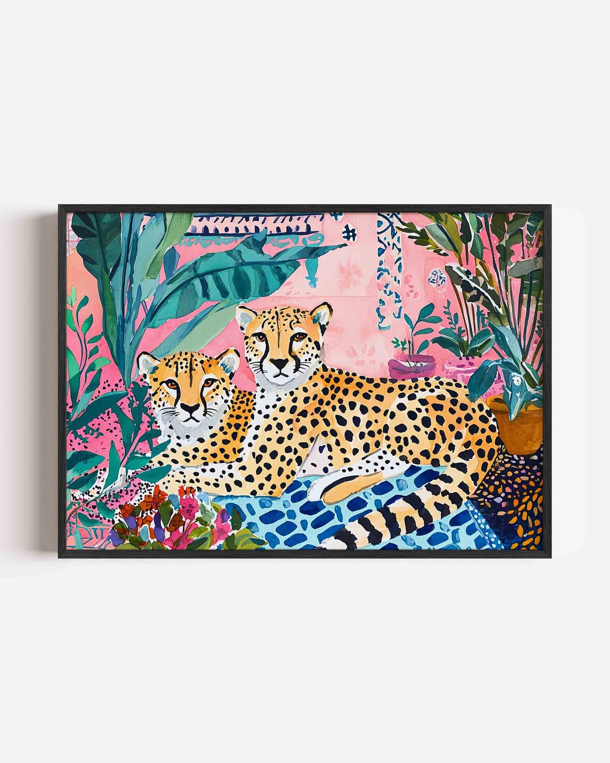 Twee cheeta's en planten – dieren landscape poster als wanddecoratie