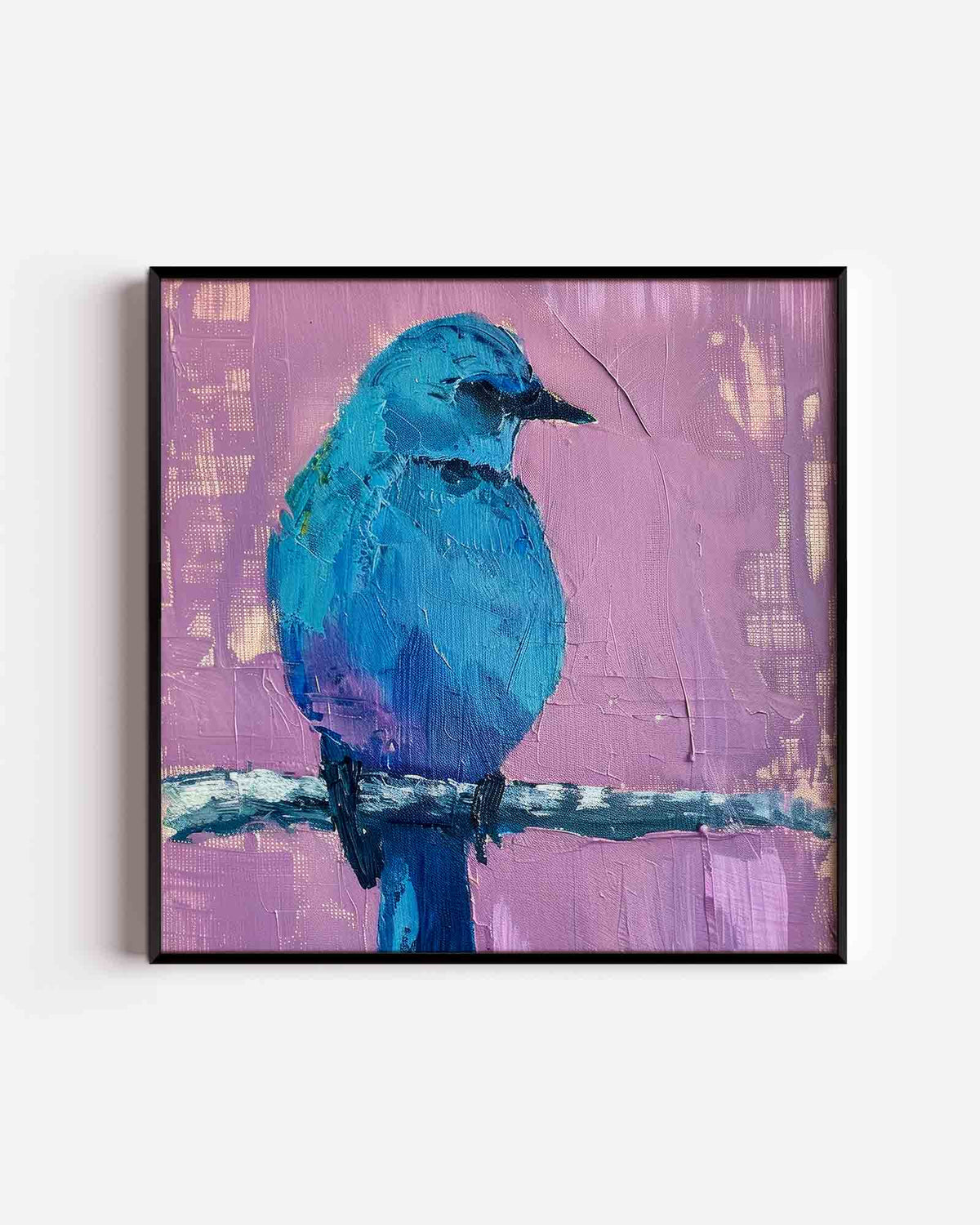 Blauwe vogel – kleurrijke illustratie poster als wanddecoratie
