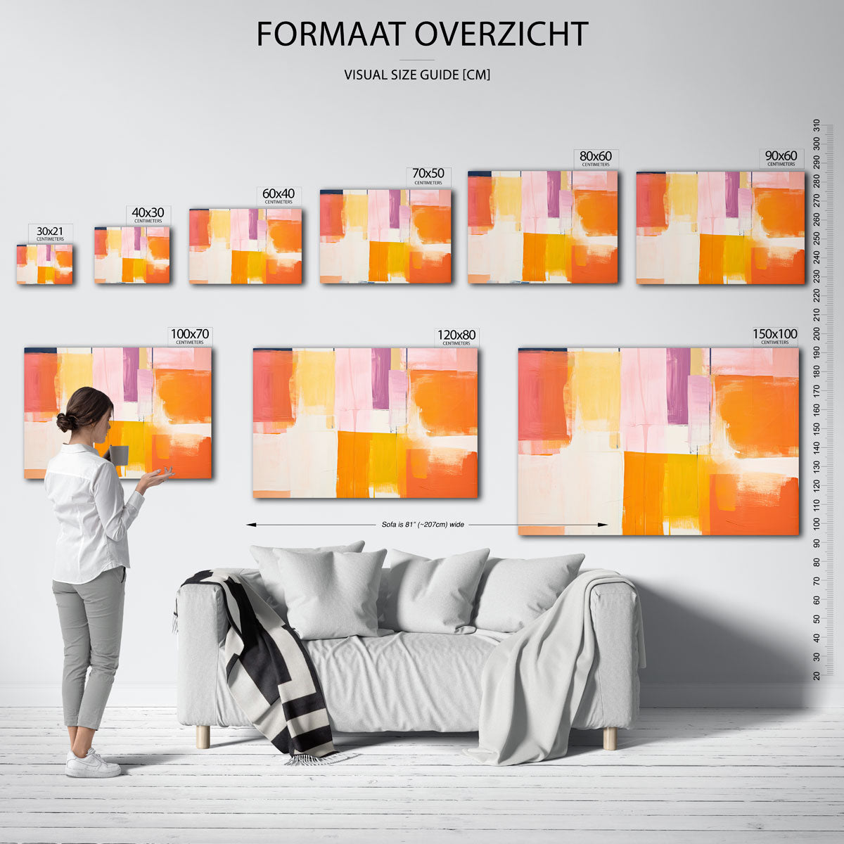 Abstracte kleurrijke vlakken – liggende muurposter met kleurrijke abstracte vormen