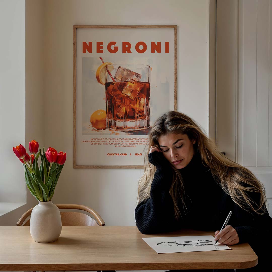 Negroni Cocktail – culinaire wandkunst als portret poster