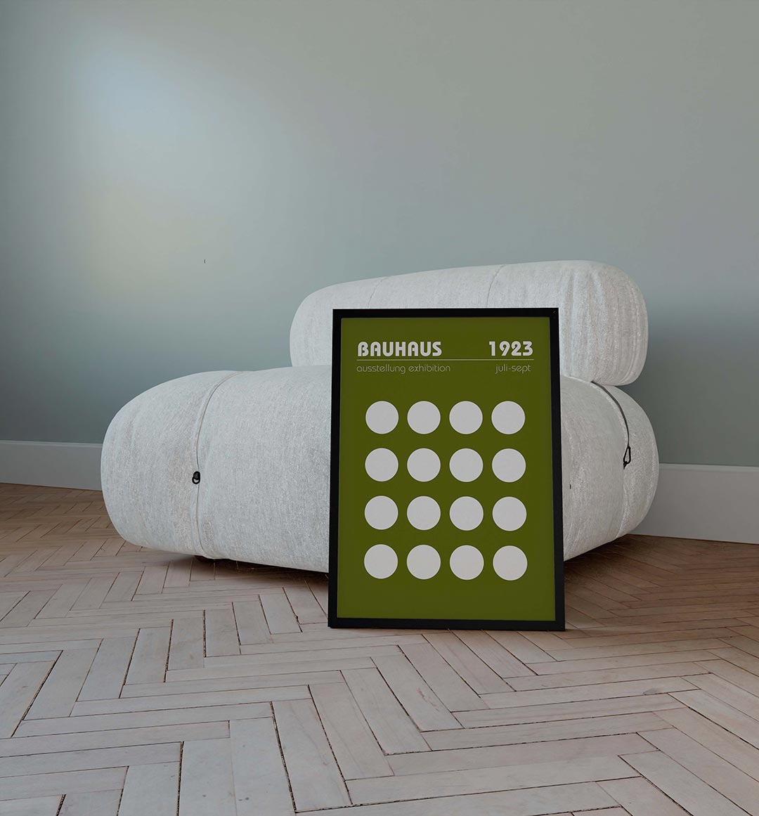 Cirkelritme en kleur – geometrische poster in Bauhaus-stijl van WallArtistic