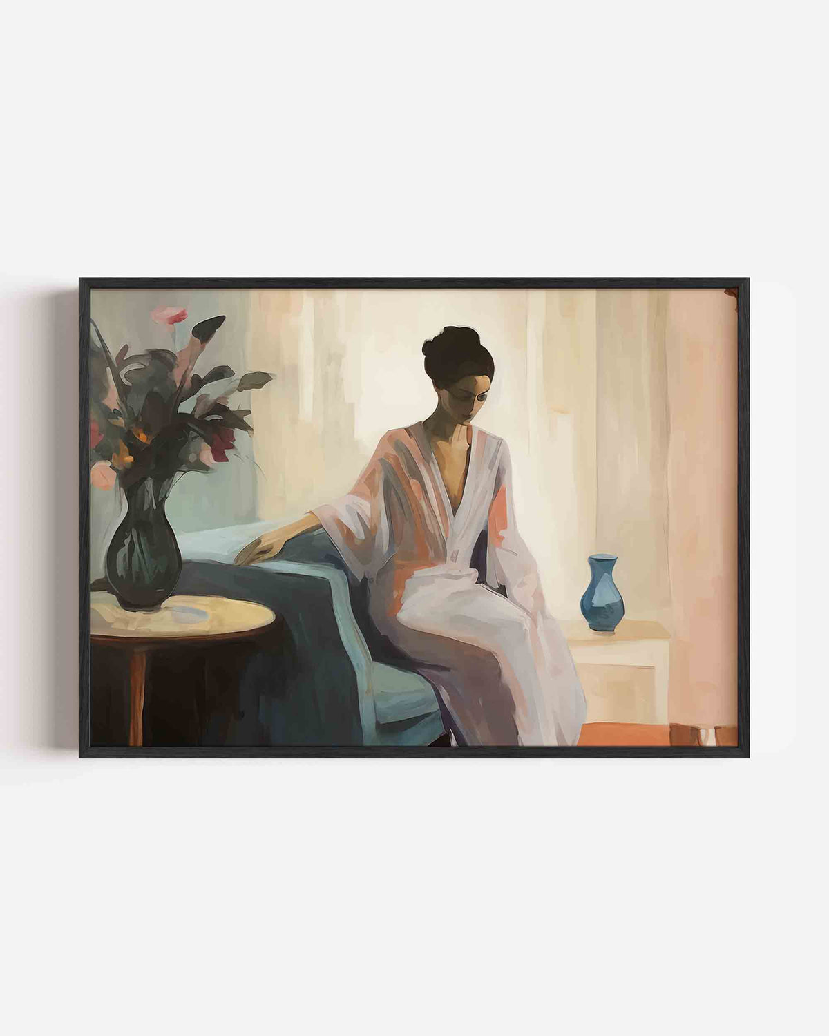 Vrouw in kamer – vrouwelijk portret als landscape poster
