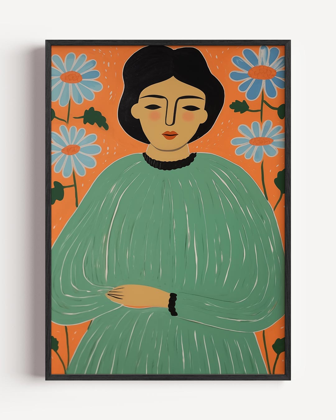 Vrouwelijke Expressie in Bloemen – vrouwelijk portret poster als wanddecoratie