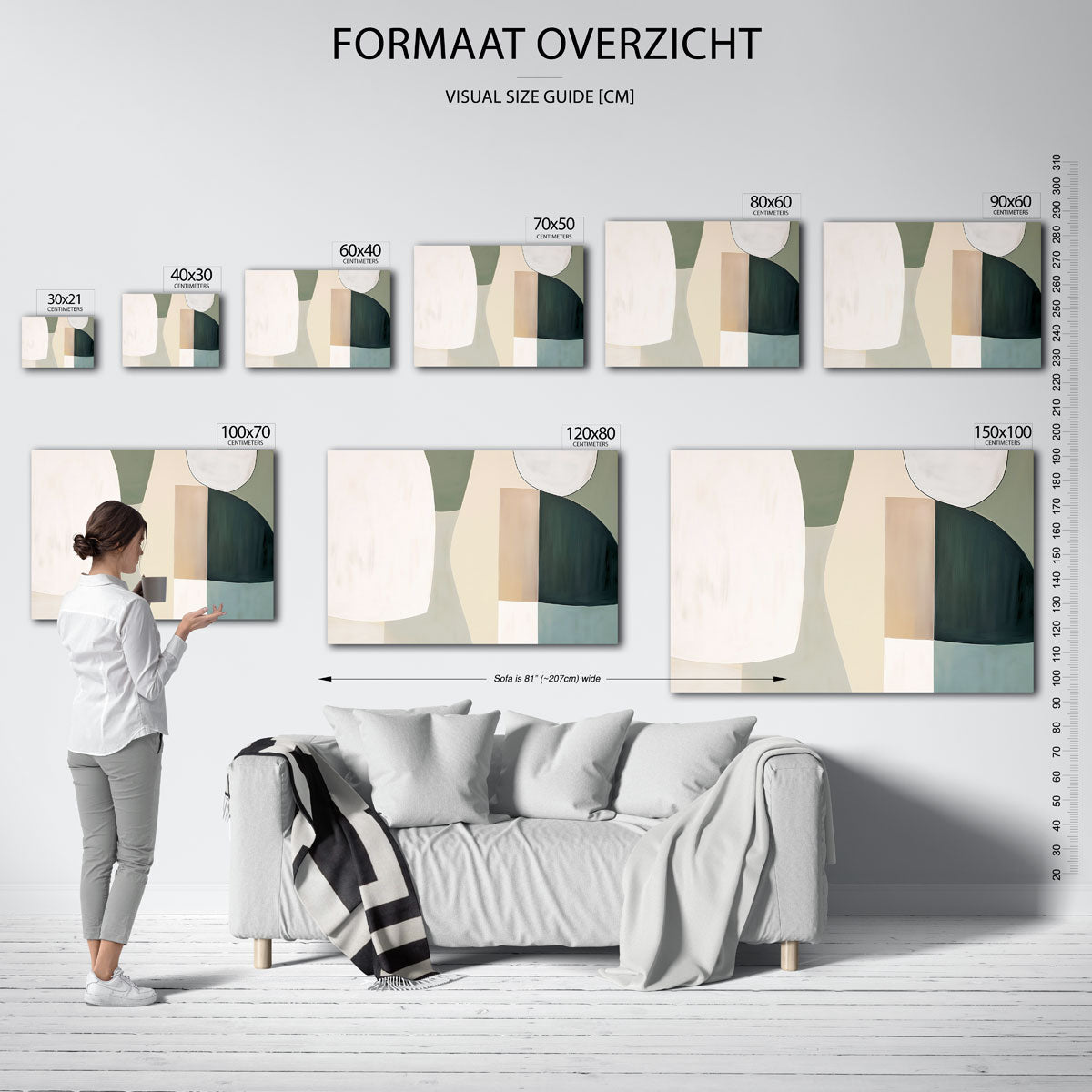 Abstracte vormen – liggende muurposter met kleurrijke abstracte vormen