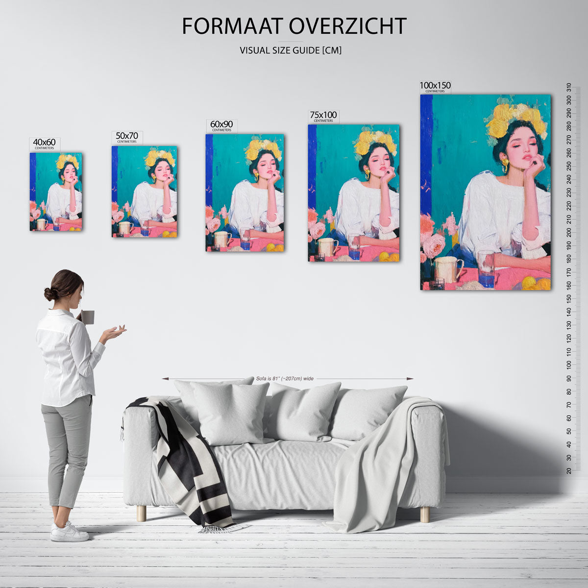 Dromerige portret compositie – Vrouwelijk – moderne staande wandkunst