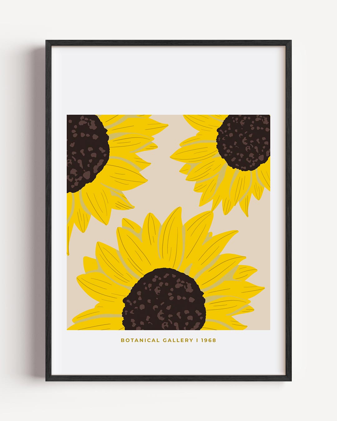 Stralende Zonnebloemen – typografie portret poster als wanddecoratie