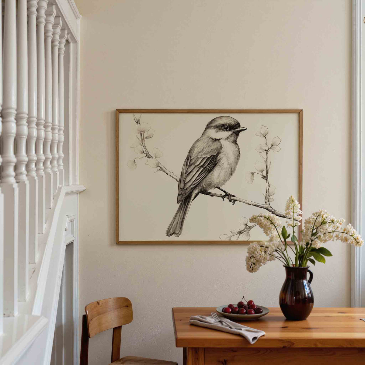 Vogel op tak – dieren poster in liggend formaat