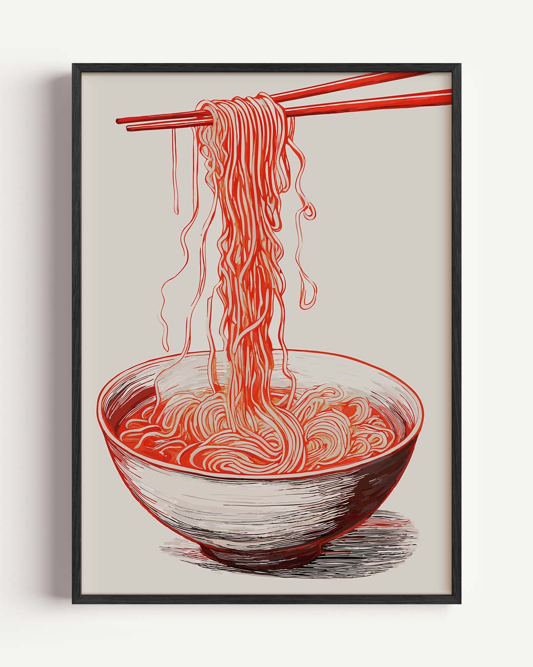 Stijlvolle Rode Ramen – keuken portret poster als wanddecoratie