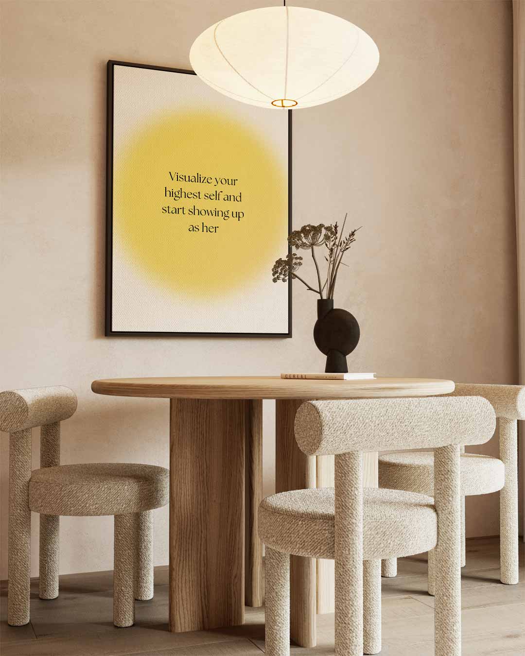 Inspirerend zelfportret quote – kunstwerk met zwarte baklijst