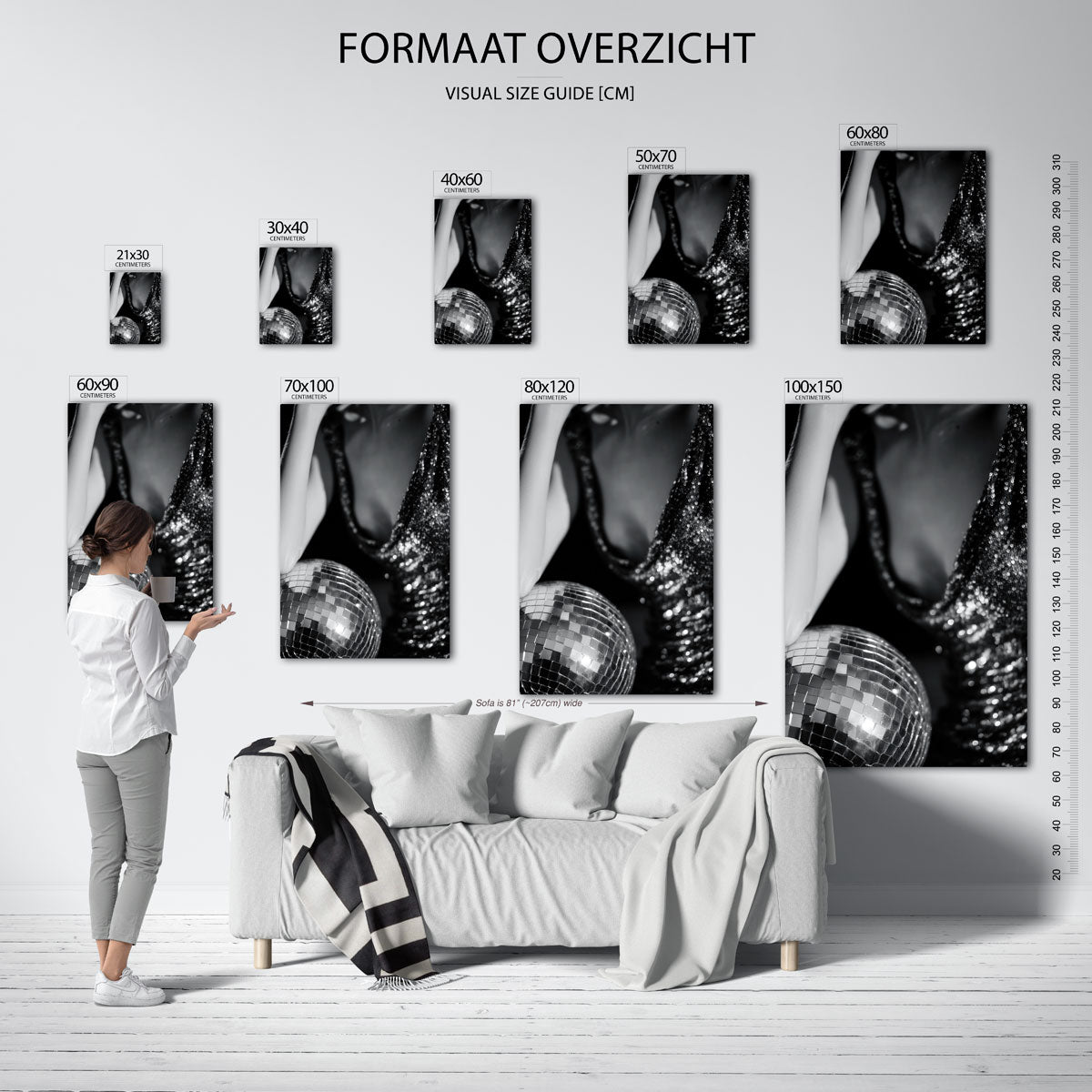 Glinsterende discobal – staande muurposter in Pop Art stijl