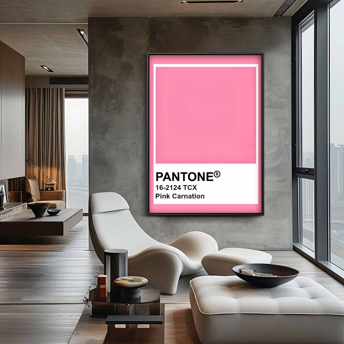 Roze Carnation Canvas – dibond wanddecoratie in staand formaat
