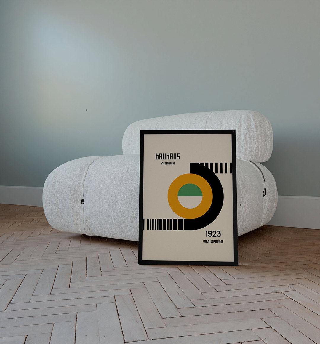 Grafische cirkelcompositie – staande Bauhaus poster voor aan de muur