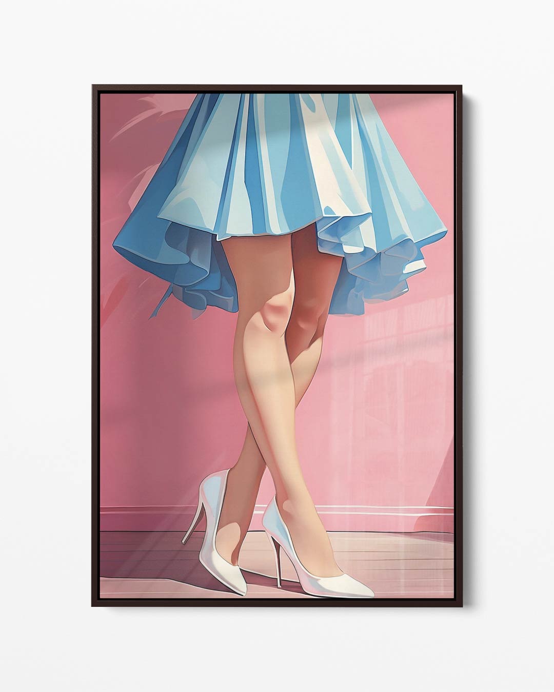 Vrouwelijke Elegantie in Blauw – portret kunstwerk als wanddecoratie