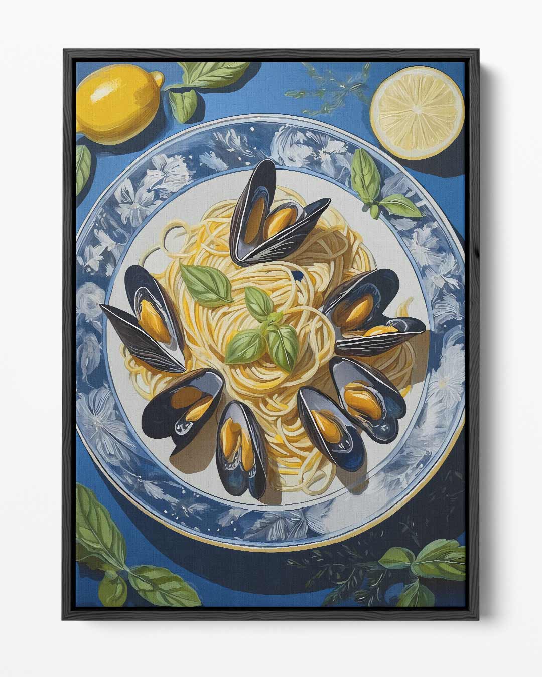 Spaghetti en Mosselen Kunstwerk – portret kunstwerk als wanddecoratie
