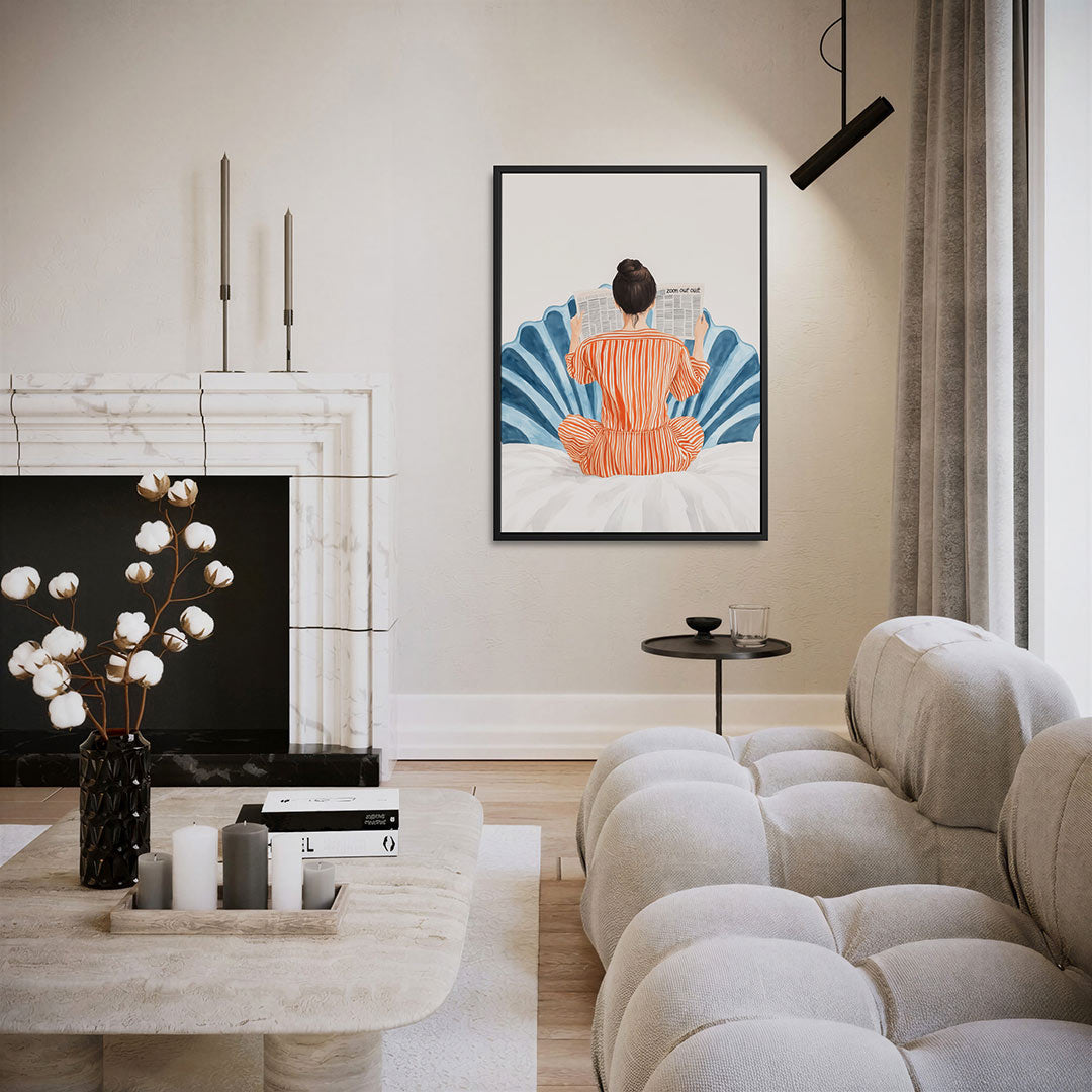 Vrouw met krant – staand wanddecoratie kunstwerk