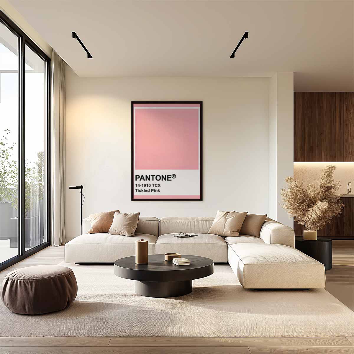 Zachtroze Expressie – canvas wanddecoratie in portret formaat