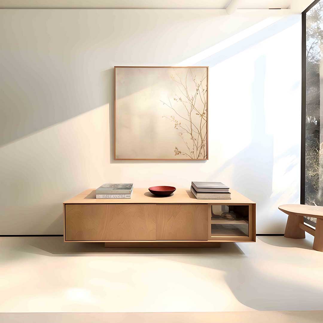 Takken en bladeren – vierkante abstracte wanddecoratie van WallArtistic