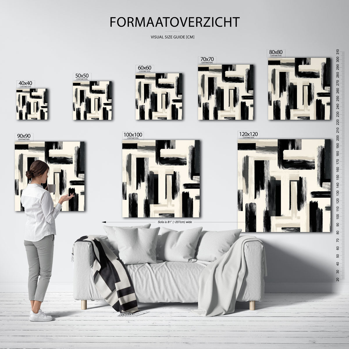 Abstracte penseelstreken – vierkante muurposter met abstracte vormen