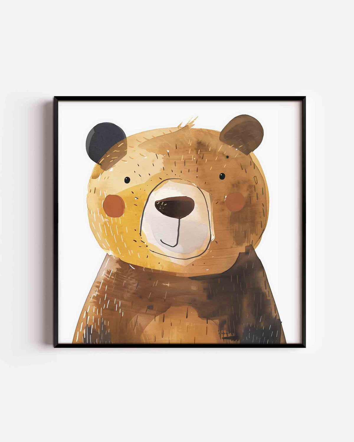 Beer met bruine vacht – vierkante kinderposter als wanddecoratie