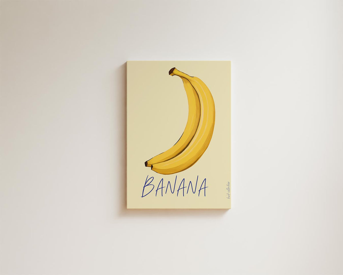 Kleurrijke Bananenillustratie – modern portret kunstwerk van WallArtistic