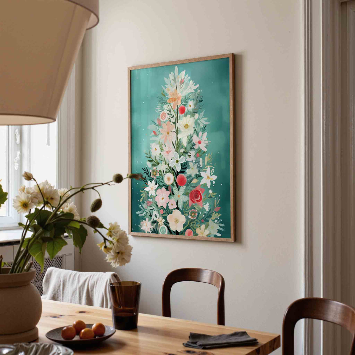 Bloemen compositie – kerstposter in staand formaat