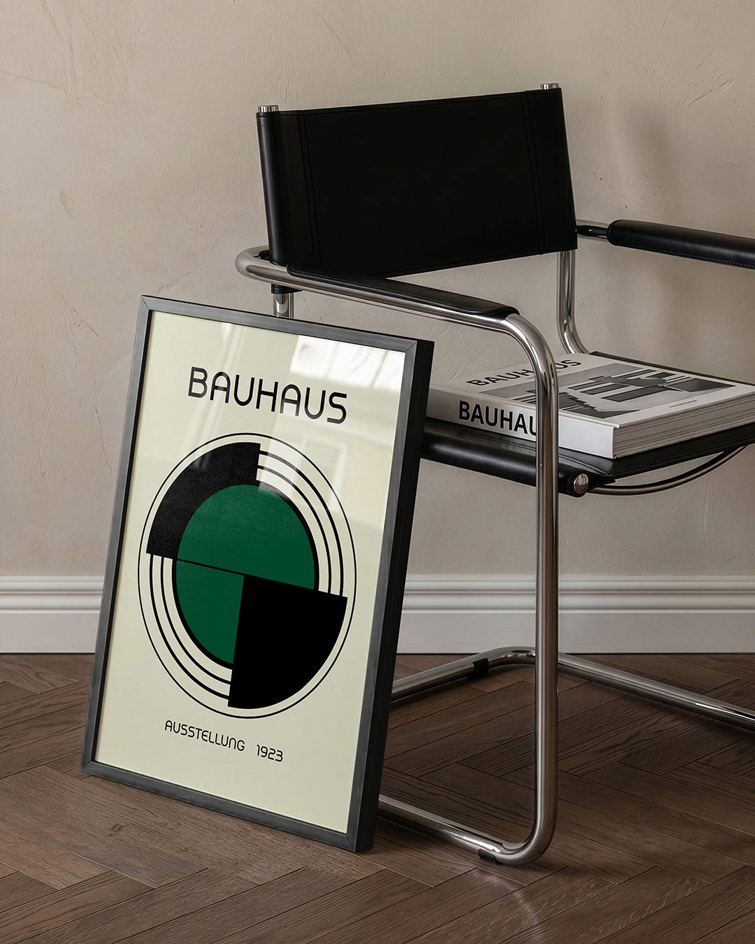 Cirkel en lijnen – staande Bauhaus poster voor aan de muur