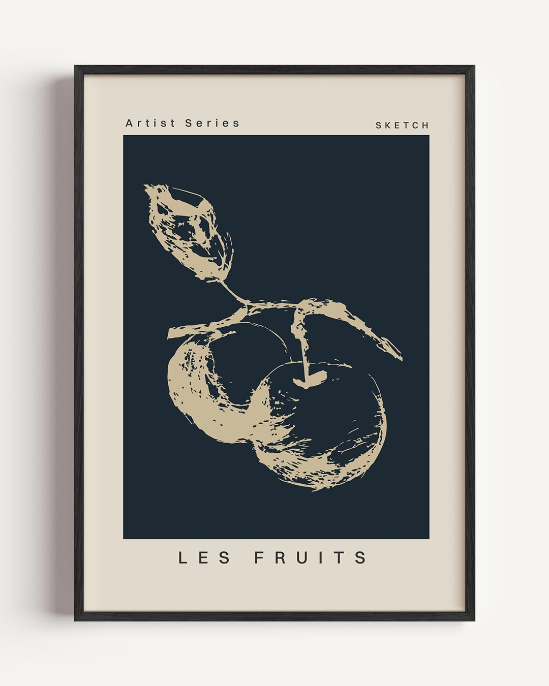 Elegant Fruits Sketch – keuken portret poster als wanddecoratie