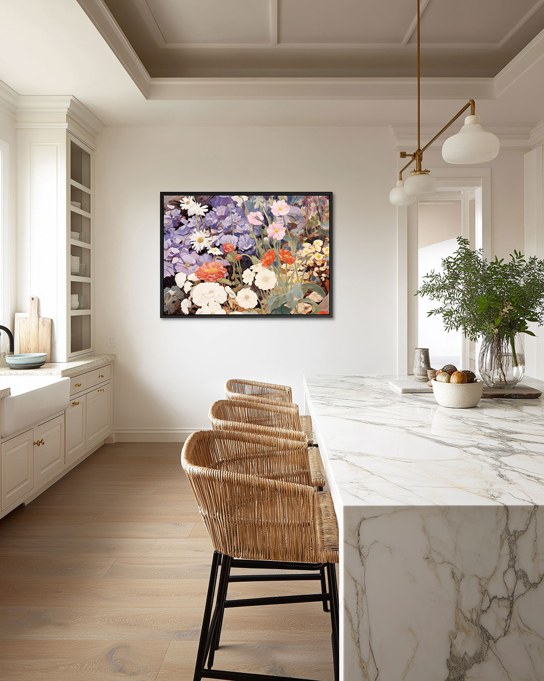 Bloemenpracht – Bloemen kunstwerk – wanddecoratie in interieur