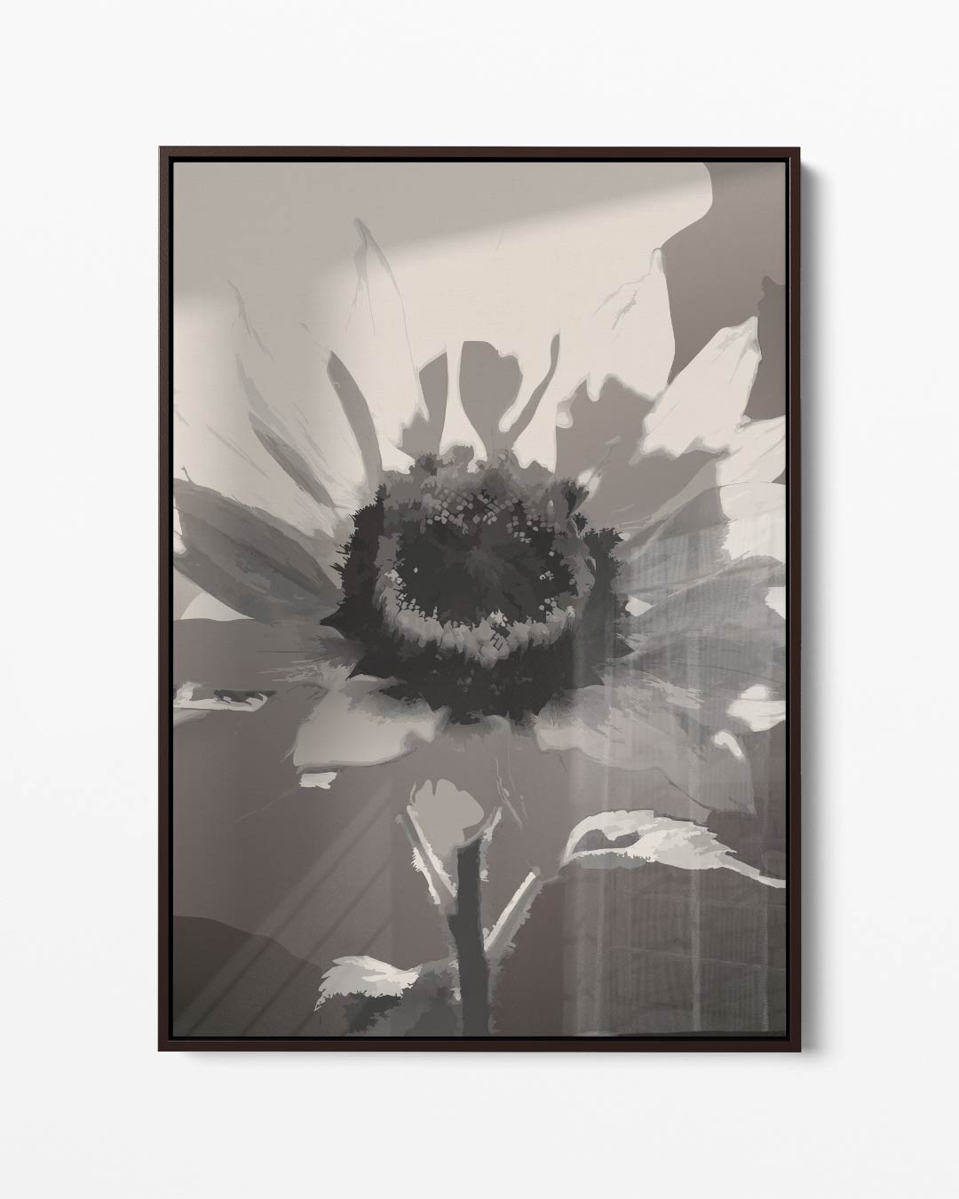 Zwart-Witte Zonnebloem Droom – portret kunstwerk als wanddecoratie