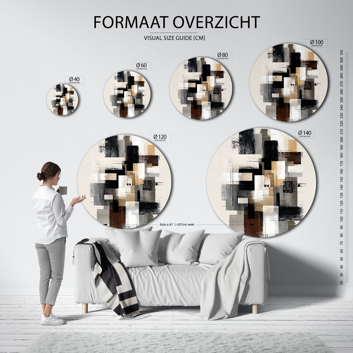 Abstracte rechthoeken – moderne ronde muurdecoratie met abstracte vormen